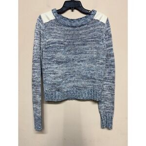 AS by DF Blue Marled Knit Sweater Womens Medium Cozy Modern Classic Pullover